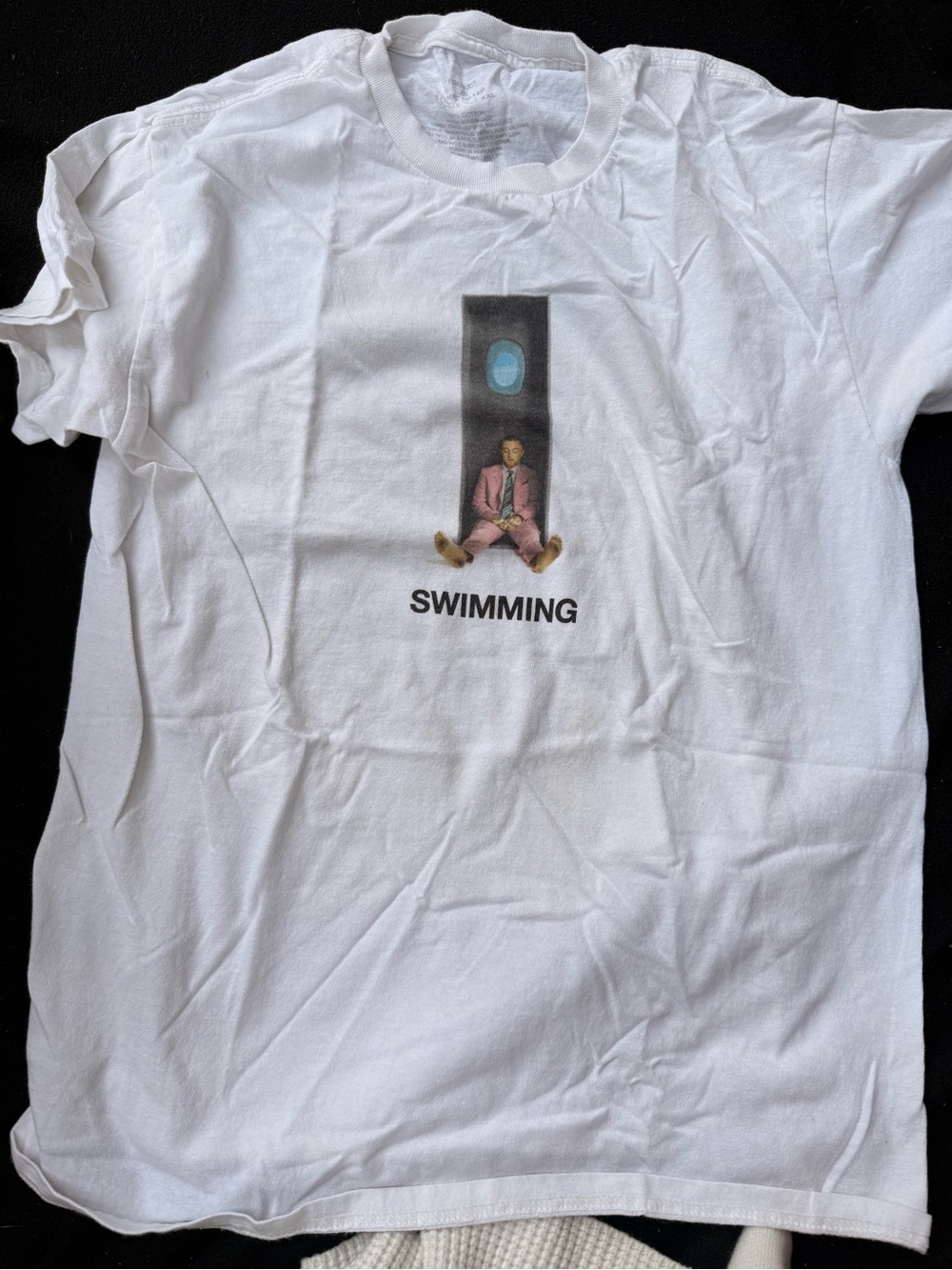 Men's White 'Swimming' Graphic Tee